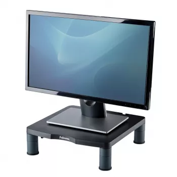 Fellowes datora monitora statīvs ar 3 augstuma regulējumiem - standarta monitora pacēlājs ar kabeļu pārvaldību - ergonomisks regulējams monitora statīvs datoriem - maksimālais svars 27 kg