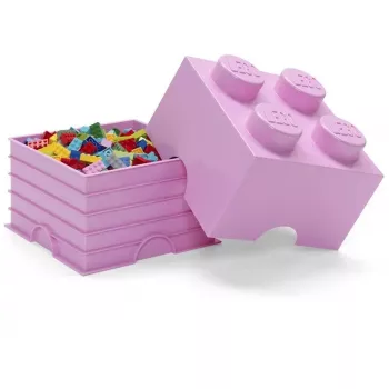 LEGO Storage Brick Room Copenhagen 4, rozā — LEGO glabāšanas ķieģelis 40031738, sakraujams konteiners rotaļlietām un tekstilijām