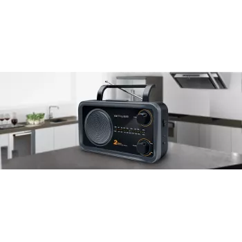 Muse M-06DS 2-joslu pārnēsājamais radio, AUX ieeja, pelēks