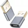 Helos 304282 USB 2.0 Type-C sievišķais uz USB 2.0 vīrišķo adapteris, tumši pelēks