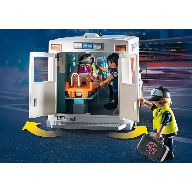 Rotaļu ātrās palīdzības auto PLAYMOBIL 71232 — daudzkrāsains, vecumam no 4 līdz 10 gadiem, AAA baterija