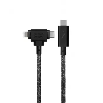 Datu un uzlādes kabelis Native Union Belt Cable Duo Pro USB-C uz USB-C un Lightning Melns