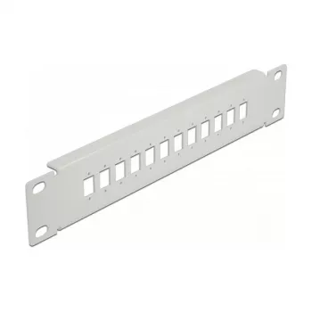 Šķiedru optikas sadales panelis DeLOCK 10 collu 12 porti SC Simplex LC Duplex 1U pelēks