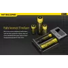 Lādētājs Nitecore NEW i2 — 2 slotu lādētājs LiFePO4, Li-Ion, NiMH; 100–240 V; 9–12 V; AAAA/C/D/AAA/AA; melns