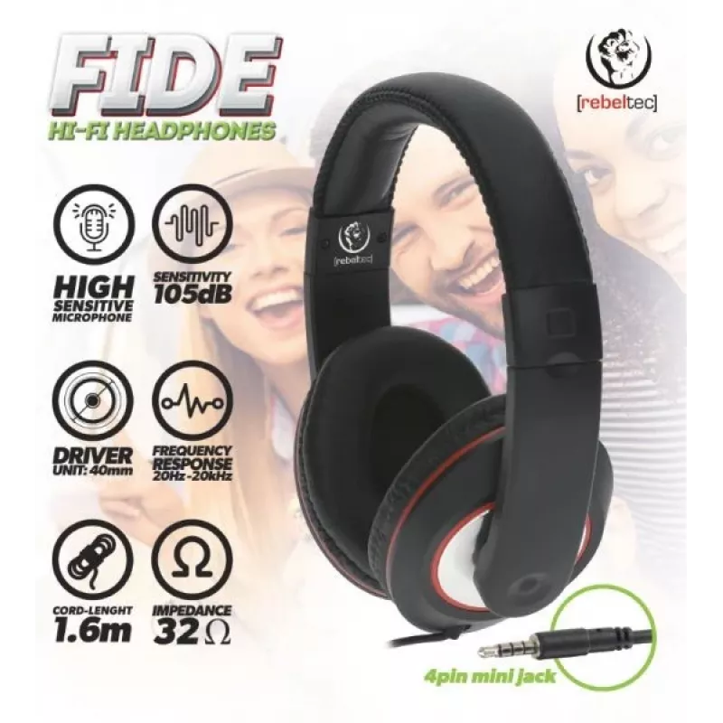 Rebeltec Fide Over-Ear vadu austiņas melnas