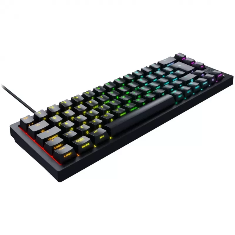 CHERRY K5V2 kompakta spēļu tastatūra, vadu USB, QWERTY angļu, melna, 67 taustiņi, RGB LED