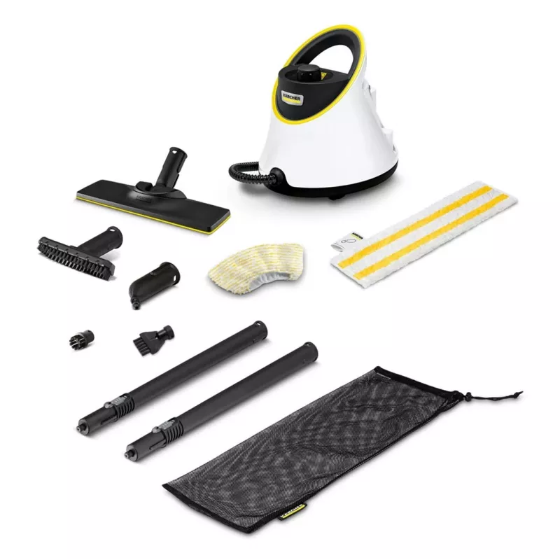 Kärcher SC 2 Deluxe EasyFix 1.513-400.0 cilindra tipa tvaika tīrītājs, 1500 W, 1 l, 3,2 bar, regulējams tvaiks, 4 m vads, balts/melns