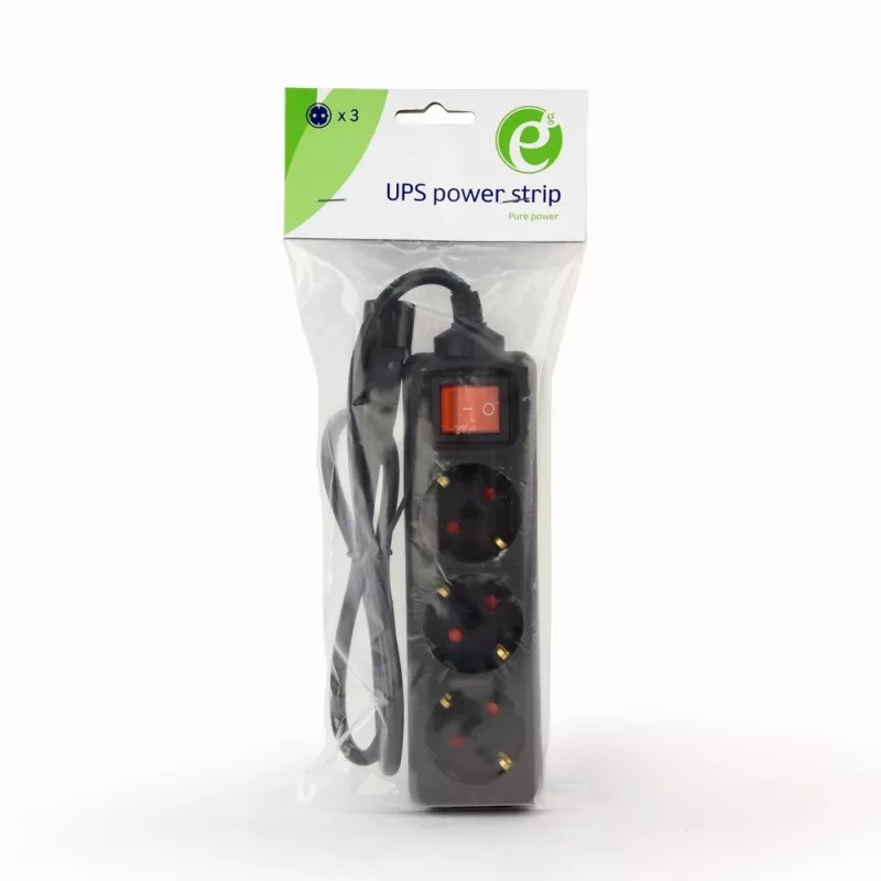 Gembird EG-PSU3-01 pagarinātājs 0.6 m 3 AC kontaktligzdas Iekštelpām Melns
