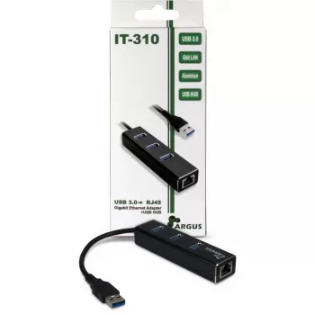 Inter-Tech Argus IT-310 - USB 3.0 un Gigabit Ethernet centrmezgls
