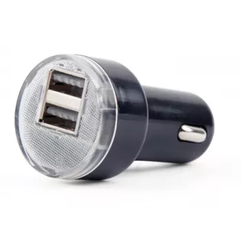 Auto lādētājs Gembird EG-U2C2A-CAR-02, 12–24V ieeja, 5V/2.1A izeja, 2× USB 2.0, melns