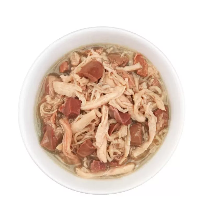 Slapjš kaķu barības buljons Schesir after Dark Complete Brühe 80 g – vistas, bezgraudu, bez lipekļa un sojas