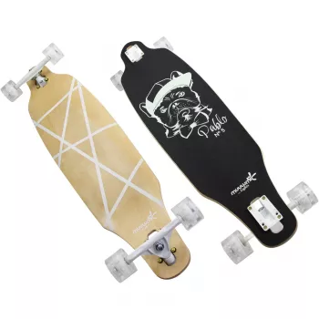 Longboard Muuwmi Lights GLOW ABEC 7 ar spīdošiem riteņiem, melns/zaļš