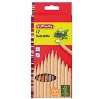 Pildspalvu un zīmuļu komplekts HERLITZ 8660086 — koka korpuss, daudzkrāsains rakstījums, 12 gab.