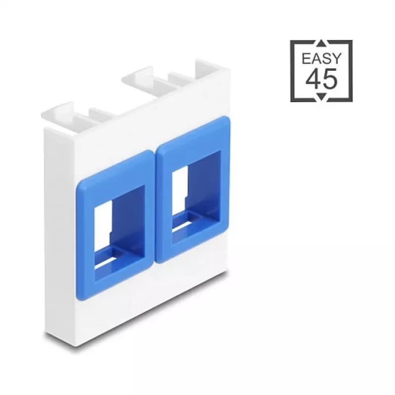 DELOCK 81557 ieliekamais rāmis Keystone modulim, plastmasa, 45×45×17.5 mm, zils/balts