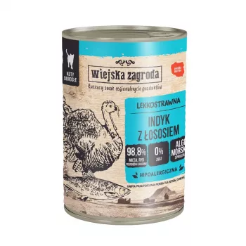 WIEJSKA ZAGRODA Tītars ar lasi - mitrā kaķu barība - 400g
