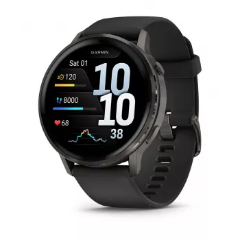 Viedpulkstenis GARMIN Venu 4 1,4 collu AMOLED GPS Melns, 45 mm korpuss, 8 GB, 12 dienu akumulators, 5 ATM