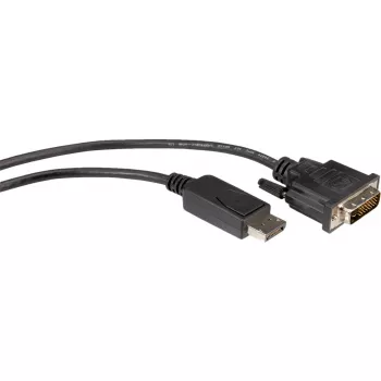 ROLINE Video kabelis DisplayPort (vīrišķais) - DVI-D (vīrišķais) 1 m (DisplayPort 1.1) ar skrūvēm, melns (11.04.5771)
