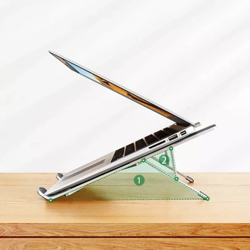 Laptop statīvs UGREEN LP451 regulējams alumīnija sakausējums 8–17 collu klēpjdatoriem, 5 pozīcijas, sudrabs