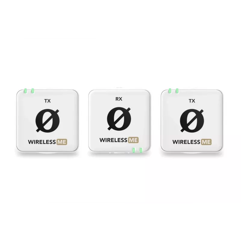 RØDE Wireless ME Dual White - kompakta bezvadu mikrofonu sistēma ar diviem raidītājiem divkanālu ierakstam