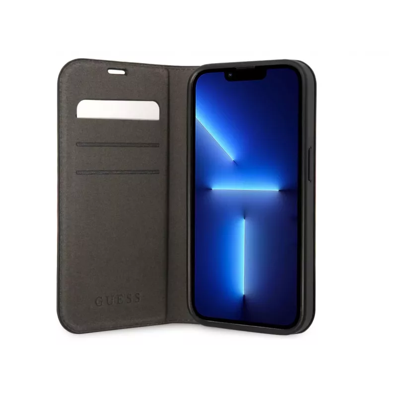 GUESS Book Case Apple iPhone 14 Pro Max Gumija/Silikons Melns