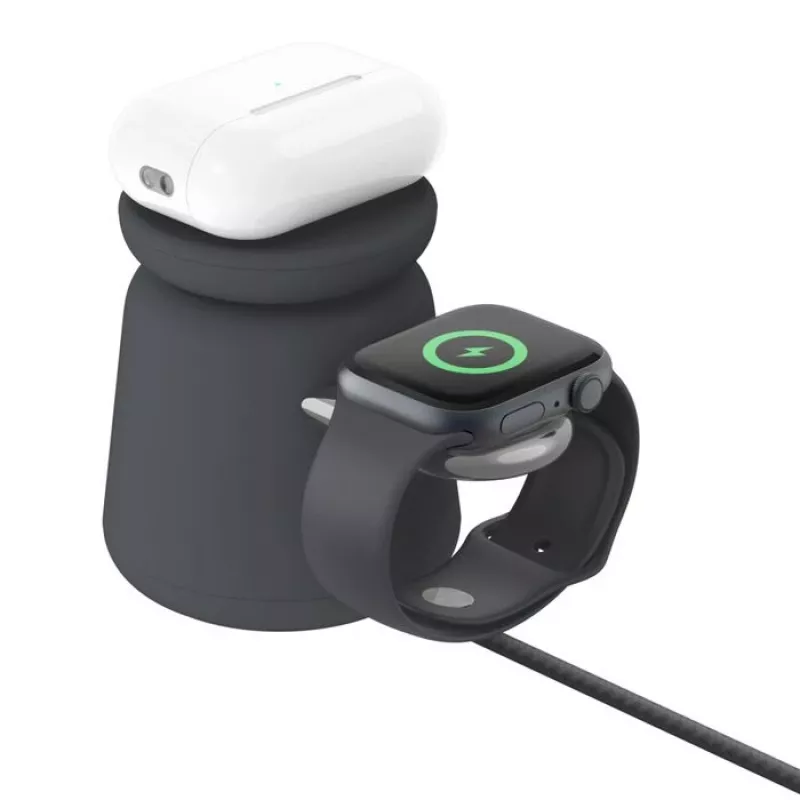 Bezvadu lādētājs Belkin WIZ027VFH36 2-in-1 magnētiskais Qi2 15W iPhone un Apple Watch