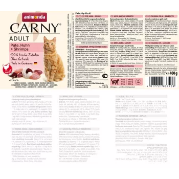 ANIMONDA Carny Adult Tītars, vista un garneles - slapjā barība kaķiem - 400g