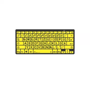 Logickeyboard LKB-LPBY-BTPC-DE Bluetooth bezvadu tastatūra ar lieliem burtiem (QWERTZ, dzeltena uz melna)