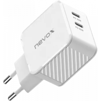 65W Divu USB-C (PD) QC3.0 Lādētājs GaN (Balts, PD 3.0, QC 3.0)