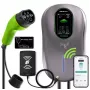 QOLTEC sienas uzlādes stacija EV Type 2 22 kW LCD 2 RFID kartes 3 fāzes 5 m kabelis viesnīcu sistēma