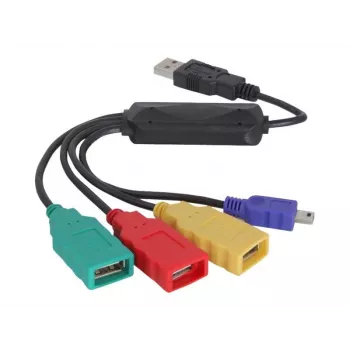 DeLock USB 2.0 ārējais 4 portu kabeļa USB centrmezgls - Hub - 4 x USB 2.0 - Galddatoram (61724)