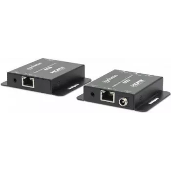Manhattan 4K HDMI pagarinātāja komplekts pa Ethernet, 4K@30Hz līdz 40m, 1080p@60Hz līdz 70m, raidītājs un uztvērējs, PoC, melns, 3 gadi garantija