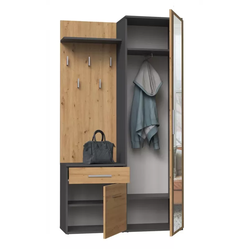 Priekšnama skapis Top e shop GARD DUO ANT/ART KPL — 2 veramas durvis, skaidu plātne, 1000×350×1800 mm