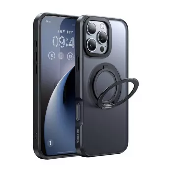 Aizsargmaciņš McDodo PC-4933 MagSafe iPhone 16 Pro Max ar integrētu statīvu, melns