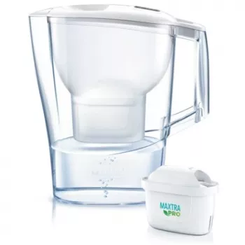 Ūdens filtra krūze BRITA Aluna Caurspīdīga Balta — 2.4 L kopā / 1.4 L filtrēta, MAXTRA, trauku mazgājamā mašīnā droša