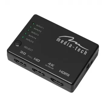 HDMI video slēdzis MEDIA-TECH MT5207, 3x HDMI ieejas, 1x HDMI izeja, melns
