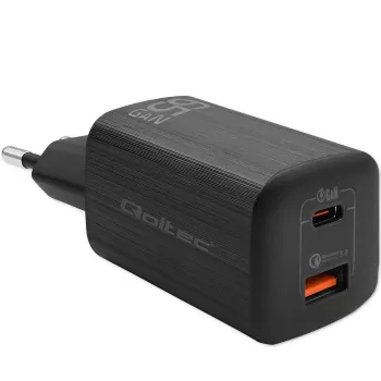 Qoltec 50766 mobilais ierīču lādētājs Klēpjdators, Pārnēsājama spēļu konsole, Power bank, Viedtālrunis, Viedpulkstenis, Planšete Melns AC Ātrā uzlāde Iekštelpām
