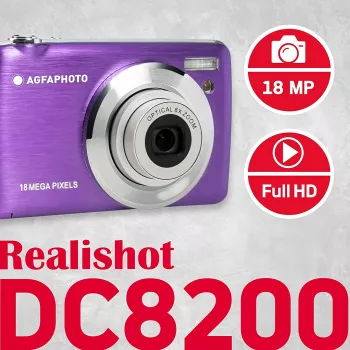 Agfa Photo DC8200 Purple + Maciņš + Karte SD 16GB