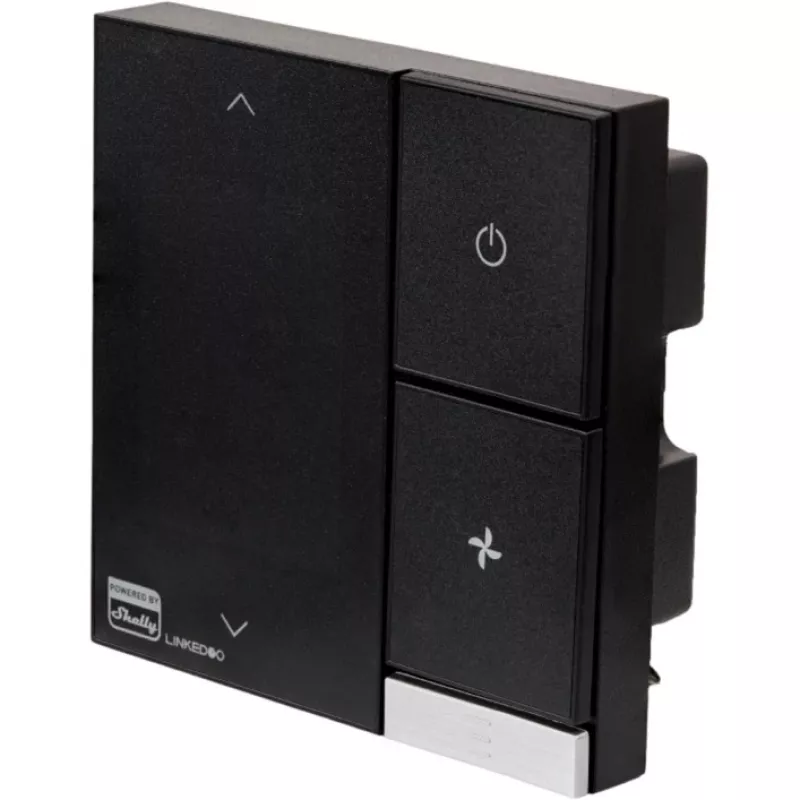 Shelly LinkedGo Black viedais HVAC termostats – digitālais Wi‑Fi (802.11b/g/n), 87×87×35 mm