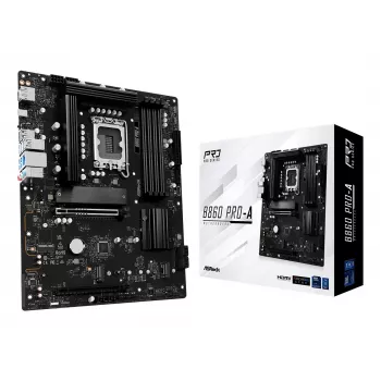 Mātesplate ASRock B860 Pro-A — Intel B860 ATX, LGA 1851, DDR5, 4x DIMM, 256 GB, 2.5Gb LAN, 1x M.2, 4x SATA III