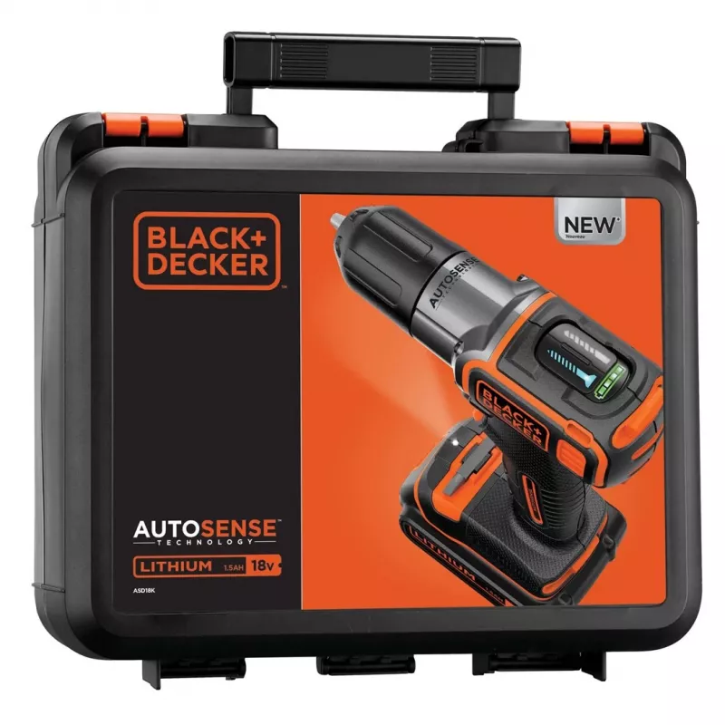 Urbjmašīna Black & Decker ASD18K-QW, bezatslēgas patrona, 1.5 Ah, melna/oranža