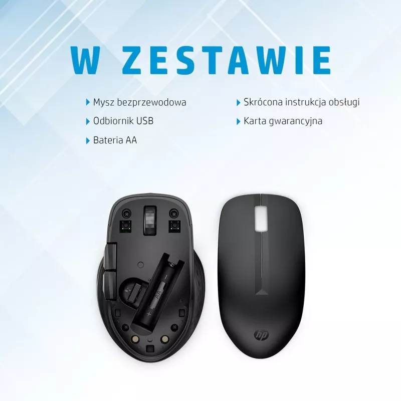 HP 435 Multi-Device Wireless Mouse, Ambidextrous, RF Wireless + Bluetooth, 4000 DPI, Melns