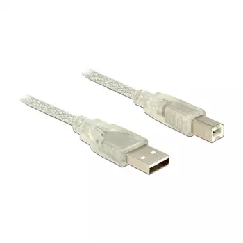 USB kabelis DeLOCK 83892 USB 2.0 1m USB A USB B caurspīdīgs
