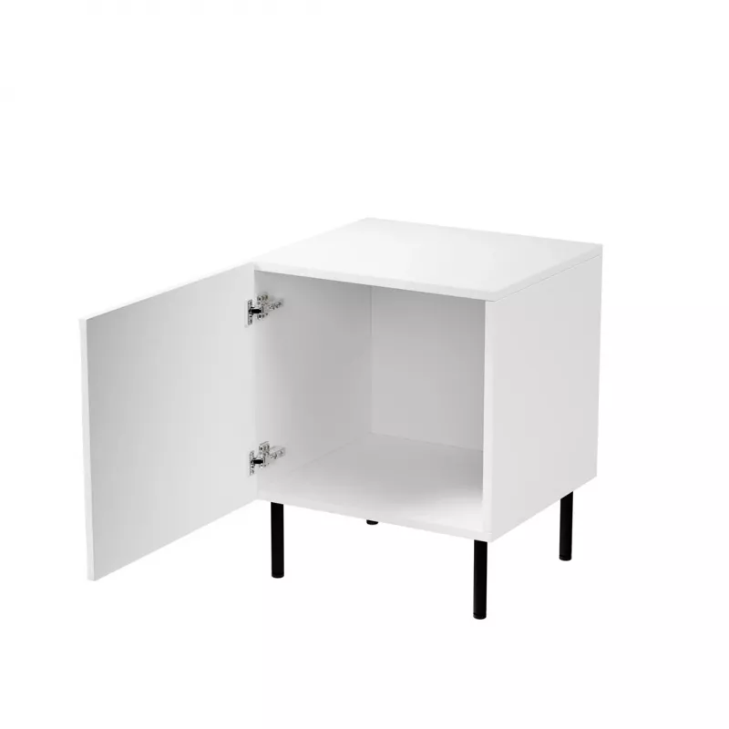 Naktsgaldiņš Cama Meble JUNGLE 53,5×40,5×44 cm balts matēts, MDF un skaidu plātne, melnas kājas, 2 gab. komplekts