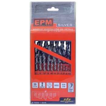HSS urbju komplekts OEM E-500-1225, 25 gab., izmēri 1–13 mm