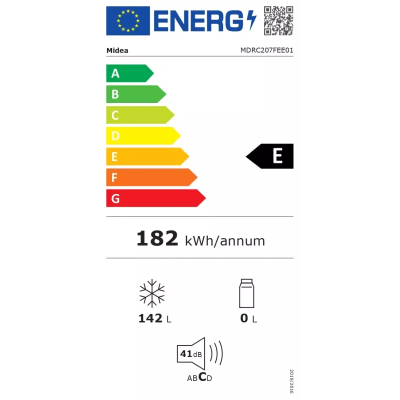 Midea saldētava MDRC207FEE01 | Lāde | 142 L | E klase | Balta
