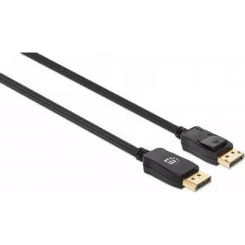 Manhattan DisplayPort 1.4 kabelis, 8K@60Hz, 2m, pīts, vīrietis-vīrietis, ar fiksatoriem, pilnībā ekranēts, melns, mūža garantija