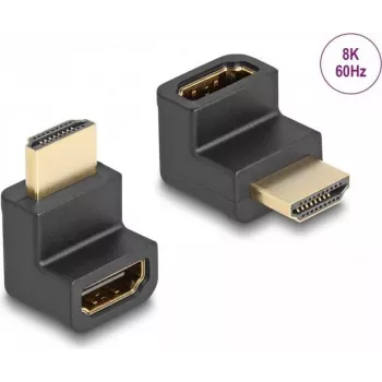 DeLOCK High Speed HDMI Adapter vīrišķais–sieviešu leņķveida 8K 60 Hz melns