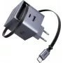UGREEN X615 65W GaN ātrlādētājs ar 1x USB-C, 1x USB-A un ievelkamu kabeli (modelis 65825)