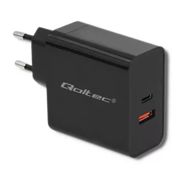 Strāvas adapteris QOLTEC 51716 — 220–240V AC uz 20V 3A (63W), melns, iekštelpu universāls lādētājs