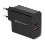 Qoltec 51716 sienas lādētājs 63 W, USB-C PD + USB QC 3.0, 5-20 V 1,5-3 A, melns